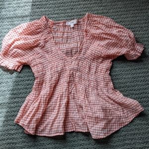 Orange gingham blouse